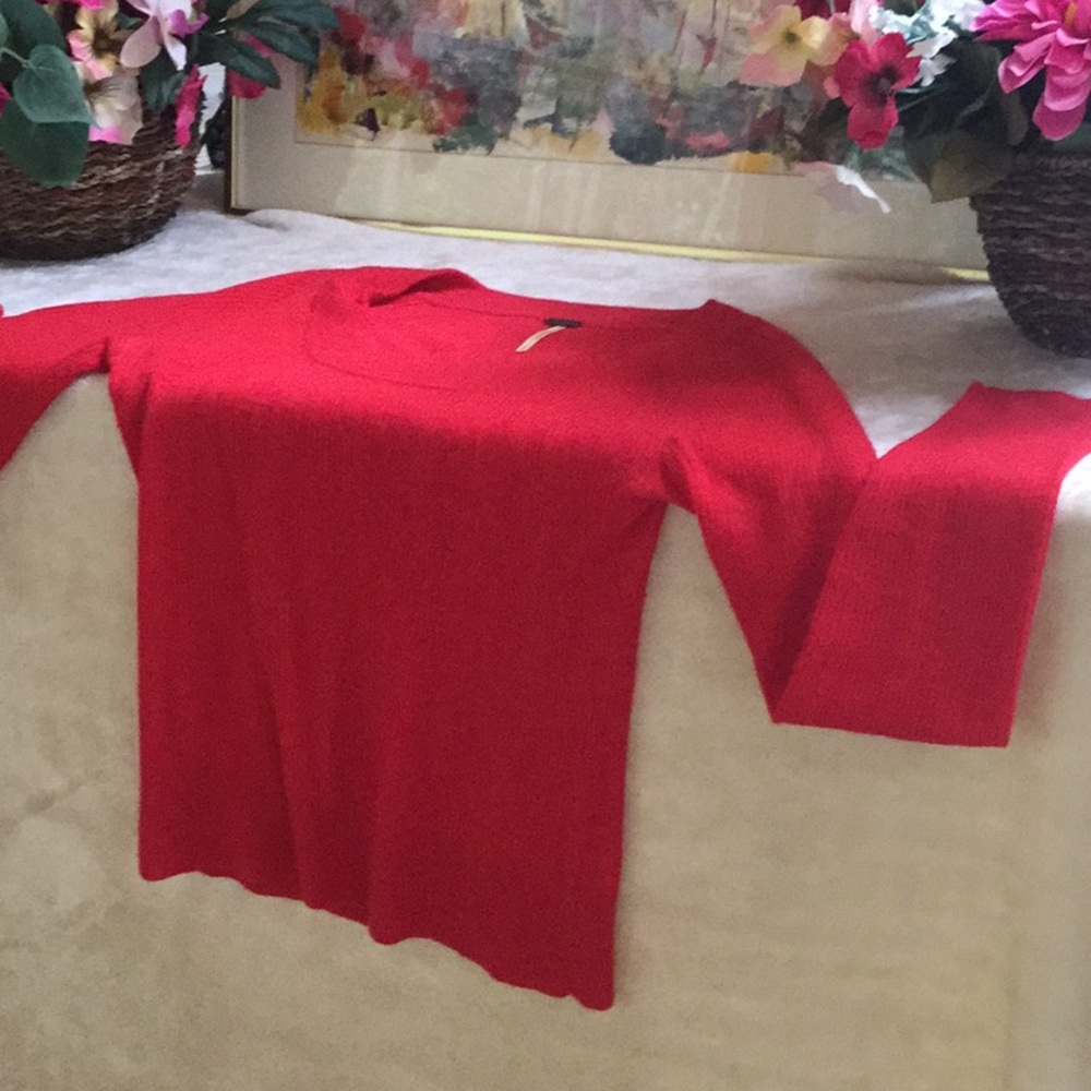 Free People Red Ribbed Sweater - Picture 2 of 5